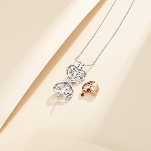 Cremation Jewelry Tree of Life Heart Urn Necklace for Human Ashes for Women Men Always in My Heart Memorial Ashes Keepsake Pendant - color: Rose Gold
