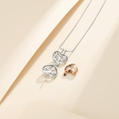 Cremation Jewelry Tree of Life Heart Urn Necklace for Human Ashes for Women Men Always in My Heart Memorial Ashes Keepsake Pendant - color: Rose Gold