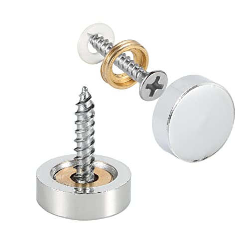 20 PCS Screw Covers Caps (Solid Brass Construction) Mirror Screws Fasteners, Sign Advertising Hardware, 3/5" Diameter, Chrome - color: Chrome (20 PCS)