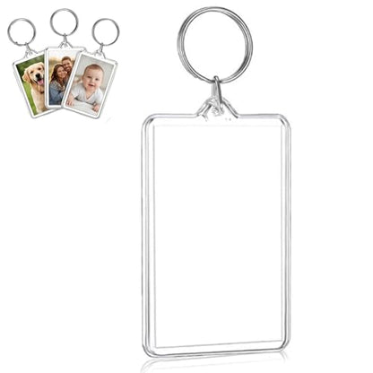 Transparent Acrylic Photo Keychain Frame, Double Sided, Rectangle for Personalized Keychains - size: 3 x 2.2 Inches
