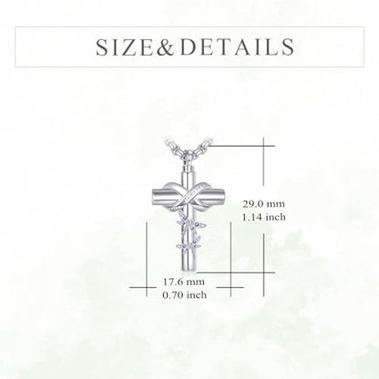 Cross Pet Urn Necklace Sterling Silver Infinity Pet Ashes Pendant - color: Silver-Dragonfly