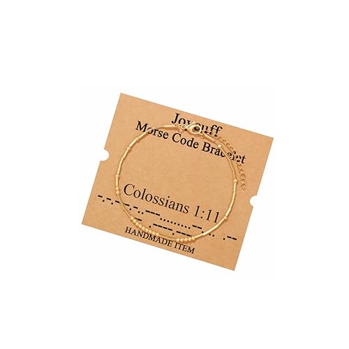 JoycuFF Inspirational Morse Code Bracelets for Women Silver Beads Jewelry Encouragement Mantra Gifts for Her - style: Gold-Christian-Colossians 1:11