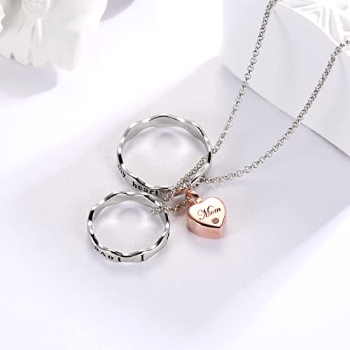Sterling Silver Cremation Jewelry for Ashes Pendant Eternity Urn Necklace Keepsake Memorial Gifts You Are Always In My Heart I Love You Forever - color: Rose, style: Mom