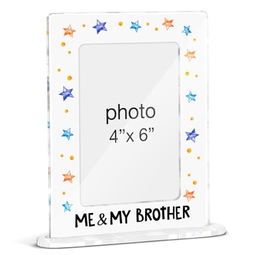 Baby Boy Gifts Picture Frame, Baby Shower Gifts for Newborn Boy Little Brother, Sibling Keepsake Me and My Brother Acrylic Picture Frames 4 x 6 Inch Photo - color: J-Me & My Brother