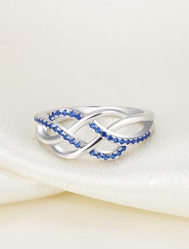 YL Celtic Knot Rings 925 Sterling Silver Twisted Knot Ring Birthstone Infinity Statement Jewelry for Women-size5 - color: 09-sapphire-Sept