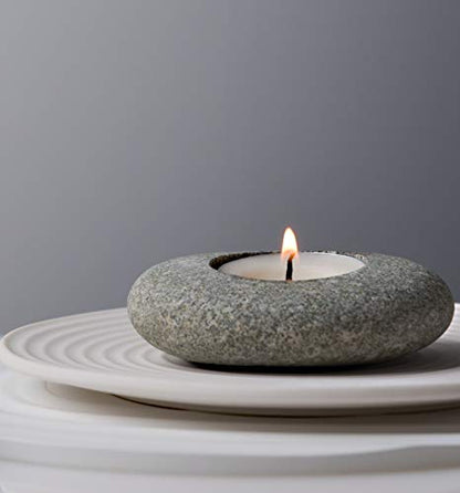 Handmade Pebble Tea Light Candle Holder Handcrafted Tealight Holder for Zen Garden, Altar, Mantle, Desk, Table, Shelf