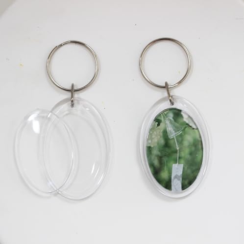 BetterJonny 20Pcs Acrylic Picture Keychain Blanks in Clear Acrylic Picture Frame Keyrings - color: Elliptical