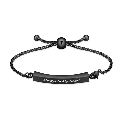Minicremation Shiny Crystal Cremation Bracelet for Ashes for Women Cube Urn Bangle Locket Ash Holder Memorial Jewelry Bracelet Keepsake Gift - color: Always In My Heart- Black