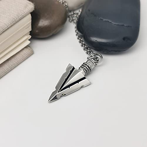 Spearpoint Arrowhead Urn Neckalce for Ashes Tribal Ash Holder Cremation Keepsakes Memorial Pendant Jewelry - color: Silver