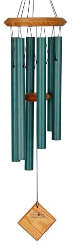 Woodstock Chimes Pluto Wind Chime for Outside 27" Verdigris Small, Light Airy Sound for Outdoor Garden, Patio, Porch Decor, Encore Collection DCV27 - color: Verdigris