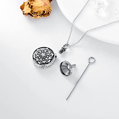 SOULMEET Cremation Jewelry for Ashes, Sterling Silver Urn Necklace for Ashes Women Men, Cherish Memories Cremation Jewelry to Keep Someone Near to You - color: C-Oxidation black Lotus