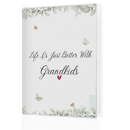Grandparents Gifts Photo Album 4x6, Grandma Grandpa Gifts from Grandkids, Life Is Just Better with Grandkids Small Memory Photo Album Book for 18 Pockets Hold 36 Pictures - color: For Grandkids