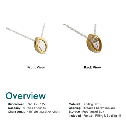 Modern Teardrop Cremation Pendant and Necklace for Ashes, Sterling Silver, Cremation Jewelry for Ashes - color: Modern Teardrop