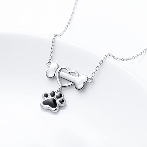DAOCHONG 925 Sterling Silver Cute Paw Print Pendant Necklace for Women