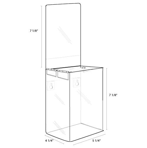 Clear-Ad - Clear Acrylic Ballot & Donation Box 5x7x4 with Lock and Sign Holder - Plastic Countertop Container for Voting, Charity, Survey, Raffle, Contest, Suggestions, Tips, Comments (Pack of 2) - size: 5 x 7 x 4 Clear - 2