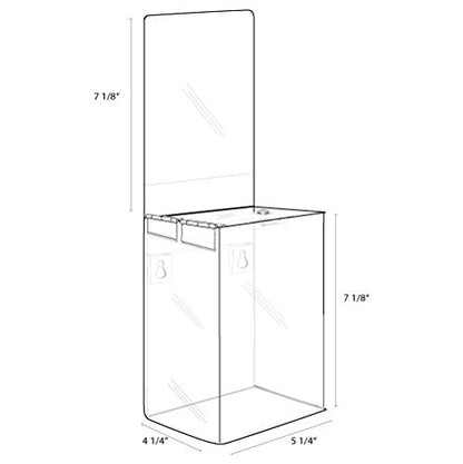 Clear-Ad - Clear Acrylic Ballot & Donation Box 5x7x4 with Lock and Sign Holder - Plastic Countertop Container for Voting, Charity, Survey, Raffle, Contest, Suggestions, Tips, Comments (Pack of 2) - size: 5 x 7 x 4 Clear - 2