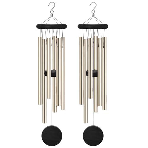 2 Pack Memorial Wind Chimes Outdoor,Garden Wind Chimes with 6 Aluminum Alloy Tubes and Hook,Memorial Wind Chimes for Home Decor Garden Patio Outdoor - size: 2pack