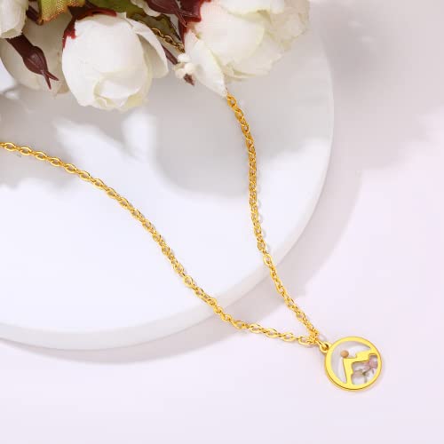 AUNTESIGN Forget-Me-Not and Queen Anne's Lace Pressed Wildflower Necklace | Birth Month Flowers Necklace | Gold/Silver Pressed Flower Jewelry | Mother's Day | Gift For Her - color: Mustard seed Necklace