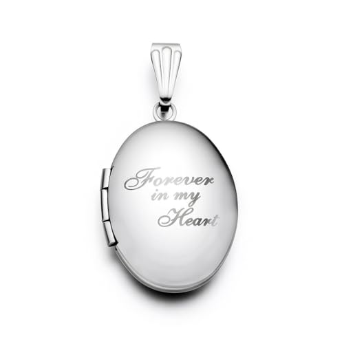 Adabele 5pcs Surgical Stainless Steel Living Memory Floating Locket Oval Round Heart Pendants Tarnish Free Waterproof Hypoallergenic for DIY Craft Jewelry Making - style: 22mm Oval - Forever in My Heart