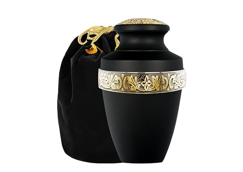 Grecian Cremation Urns for Human Ashes - Decorative Urn, Urn for Human Ashes Female & Male,Urns for Ashe Men & Women,Funeral Urn (Black, Large) - color: Black