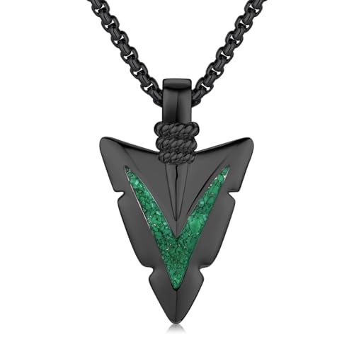 Arrowhead Necklace 925 Sterling Silver Arrow Pendant Necklace Jewelry Gifts for Men Women Lover - color: Black-A02