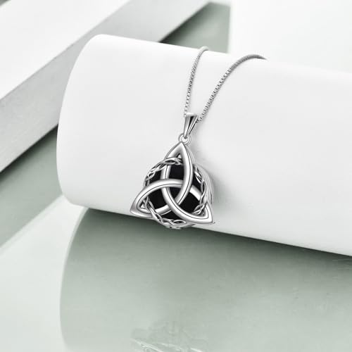 WINNICACA Celtic Knot Necklace 925 Sterling Silver Celtic Pendant Irish Urn Necklace Jewelry Birthday Anniversary Valentine's Day Gifts for Her Women Wife Girlfriend Daughter - style: 2-Celtic Knot Urn Necklace(Black Onyx)