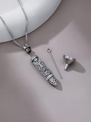 JKR Keepsake Urn Necklace for Ashes Cremation Jewelry Memorial Gift | Keepsake Necklace for Ashes Cremation Jewelry Sympathy Gifts for Loss of Loved One Women Men Dad Husband Mom Wife - style: 8-Bullet-Wolf