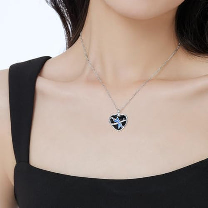 Rose & Daisy Urn Necklace - Sterling Silver Cremation Keepsake Memorial Jewelry - style: Dragonfly Urn Necklace