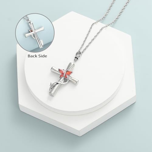 shajwo Butterfly Cross Urn Necklaces for Ashes for Women Men - color: Customize