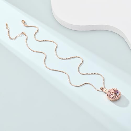 Imrsanl Tree of Life Urn Necklace for Ashes Paw Print Circle of Life Cremation Jewelry Keepsake Pendant Memorial Pet Ashes Holder for Women Men - color: Rose Gold-Purple