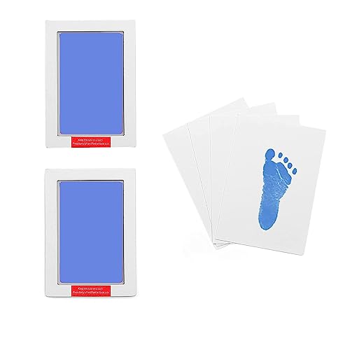 Large Inkless Hand and Footprint Kit, Baby Keepsake, 2-Pack | No-Mess Clean Touch Ink Pad for Baby Handprint & Footprint, Non-Toxic Baby Gift, Pet Paw Print Keepsake Kit（Blue) - color: 2 Pack Light Blue