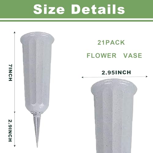 24 Pack Cemetery Vases for Grave Cemetery Vases with Spikes Flower Holder for Cemetery Cemetary Vase Grave Flower Holder Grave Flower Holder for Cemetery - color: Light Gray