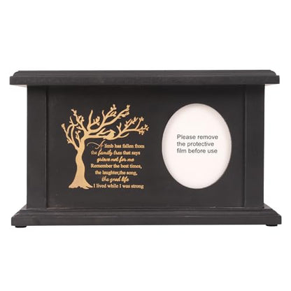 Wooden Urns for Human Ashes - Wood Cremation Urns Adult for Funeral, Burial or Home - Urns for Ashes Men Women - Decorative Urn for Ashes Male Female (Black Tree of Life, with Frame)