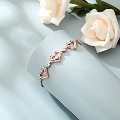 shajwo Heart Urn Bracelet for Ashes for Women - color: Rose Gold-White