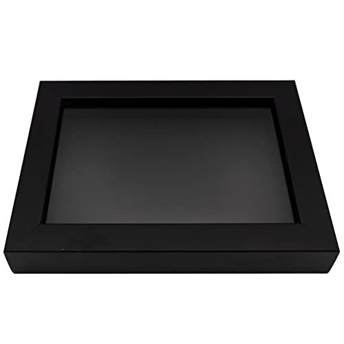 Black 20x20 Shadow Box Solid Wood Display Frame with Black Acid-Free Backing UV Acrylic & Hanging Hardware | 3/4" Usable Depth - size: 20x20