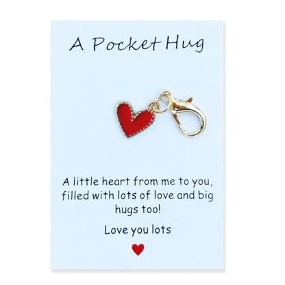 YOJO Pocket Hug Keychain, Love Keychain with Positive Affirmation Card, Emotional Support, Inspirational Gift - color: Red