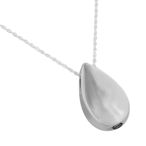 Small Teardrop Pendant and Necklace for Ashes, Sterling Silver, Cremation Jewelry for Ashes - color: Small Teardrop