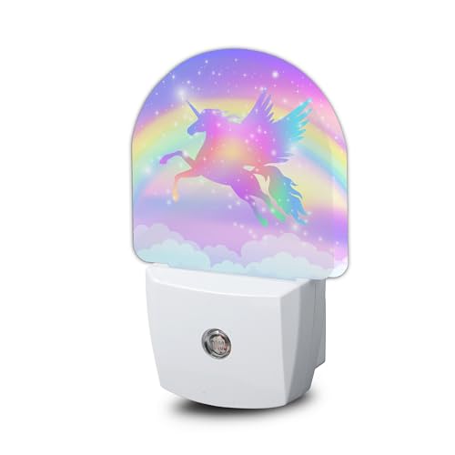 Unicorn Night Light, Rainbow Nightlight Plug into Wall with Dusk to Dawn Sensor, LED Lamp Energy Saving Lights for Girls,Lamp for Bedroom Bathroom Hallway - color: Rainbow Unicorn
