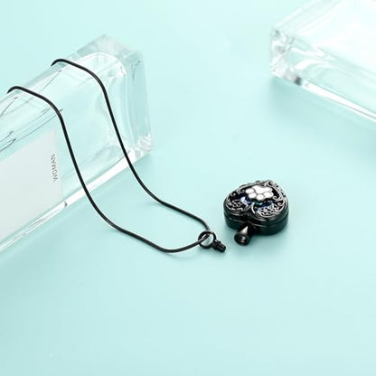 Heart Urn Necklace For Ashes Birthstone Pet Memorial Jewelry Dog Paw Print Cremation Pendant Stainless Steel Keepsake Gift For Pet Lovers - color: Black purple