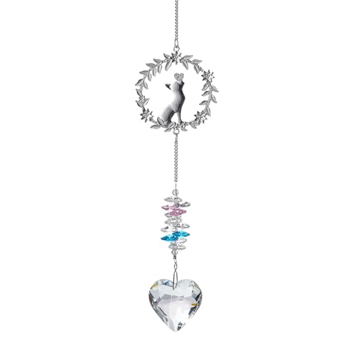 Pet Memorial Suncatcher,Dog Memorial Gifts for Loss of Dog,Cats Remembrance,Pet Loss Sympathy Gift,Bereavement Gifts(Cat) - color: Garland Cat