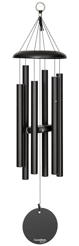 Corinthian Bells 30 Inch Black Wind Chimes for Outside, Modern Metal Outdoor Wind Chime for Patio Decor, Made in USA - color: Black