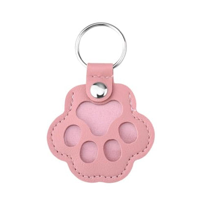 yaozeio Pet Hair Fur Keychain Keepsake for Dog Cat PU Leather Paw Print Bag Key Charm Accessory for Best Friend Pets Loss Sympathy Memorial Gifts for Pets Lover Owner Pink Pet Hair Locket Holder