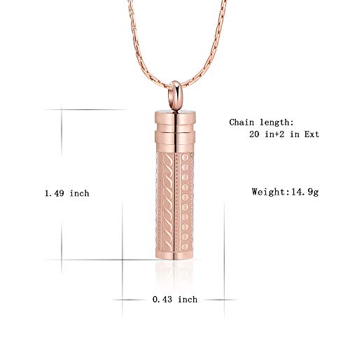 constantlife Cremation Jewelry for Ashes Openable Pill Case Urn Necklace Keepsake Perfume Memorial Pendant Locket Charm Accessories - color: Rose Gold