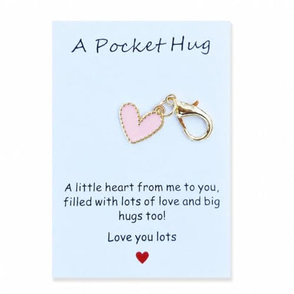 YOJO Pocket Hug Keychain, Love Keychain with Positive Affirmation Card, Emotional Support, Inspirational Gift - color: Pink
