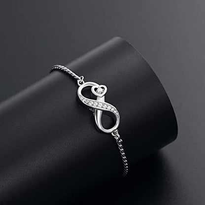 Urn for Ashes Infinity Bracelet for Women Girl Cubic Zirconia Cremation Keepsake Jewelry Gift for Human - color: Customize