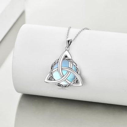 WINNICACA Celtic Knot Necklace 925 Sterling Silver Celtic Pendant Irish Urn Necklace Jewelry Birthday Anniversary Valentine's Day Gifts for Her Women Wife Girlfriend Daughter - style: 1-Celtic Knot Necklace(Moonstone)