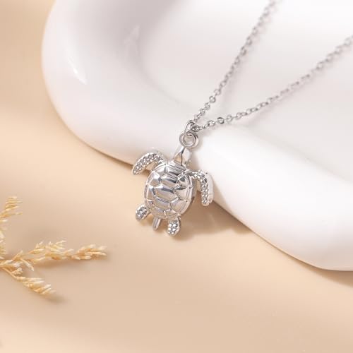 Baydurcan Pendant Necklace for Women Friends Sister Birthday Christmas Gift | Silver Evil Eye Ankh Mary Friendship Dragonfly Hummingbird Snake Turtle Pendant Necklace for Her Just Because Gifts - style: Sea Turtle