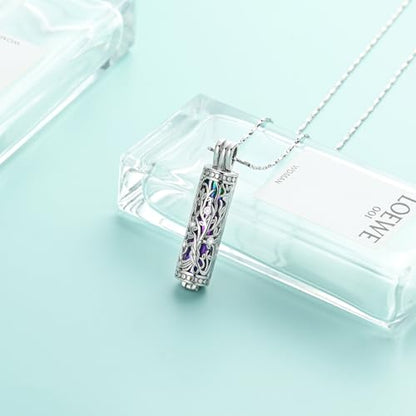 Tree of Life Urn Necklace for Women Men Cylinder Bar Memorial Ash Pendant | Tree of Life Cremation Jewelry,Stainless Steel Keepsakes Necklaces,Vial Ashes Pendant - color: Silver-Rainbow
