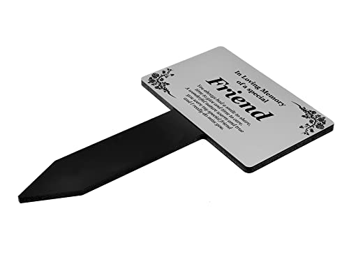 Friend Memorial Remembrance Plaque Stake - SILVER/GOLD/COPPER, Waterproof, Outdoor, Grave Marker, Tribute, Plant Marker (Silver)