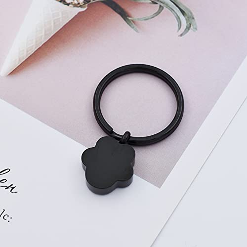 Customize Pet Cremation Keyring for Ashes Dog Cat Paw Print Keychain for Ashes Holder Pet Urn Keyring - color: Black
